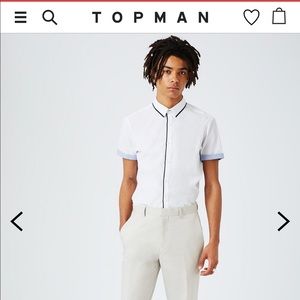 TOPMAN White & Black Trim Short Sleeve Dress Shirt